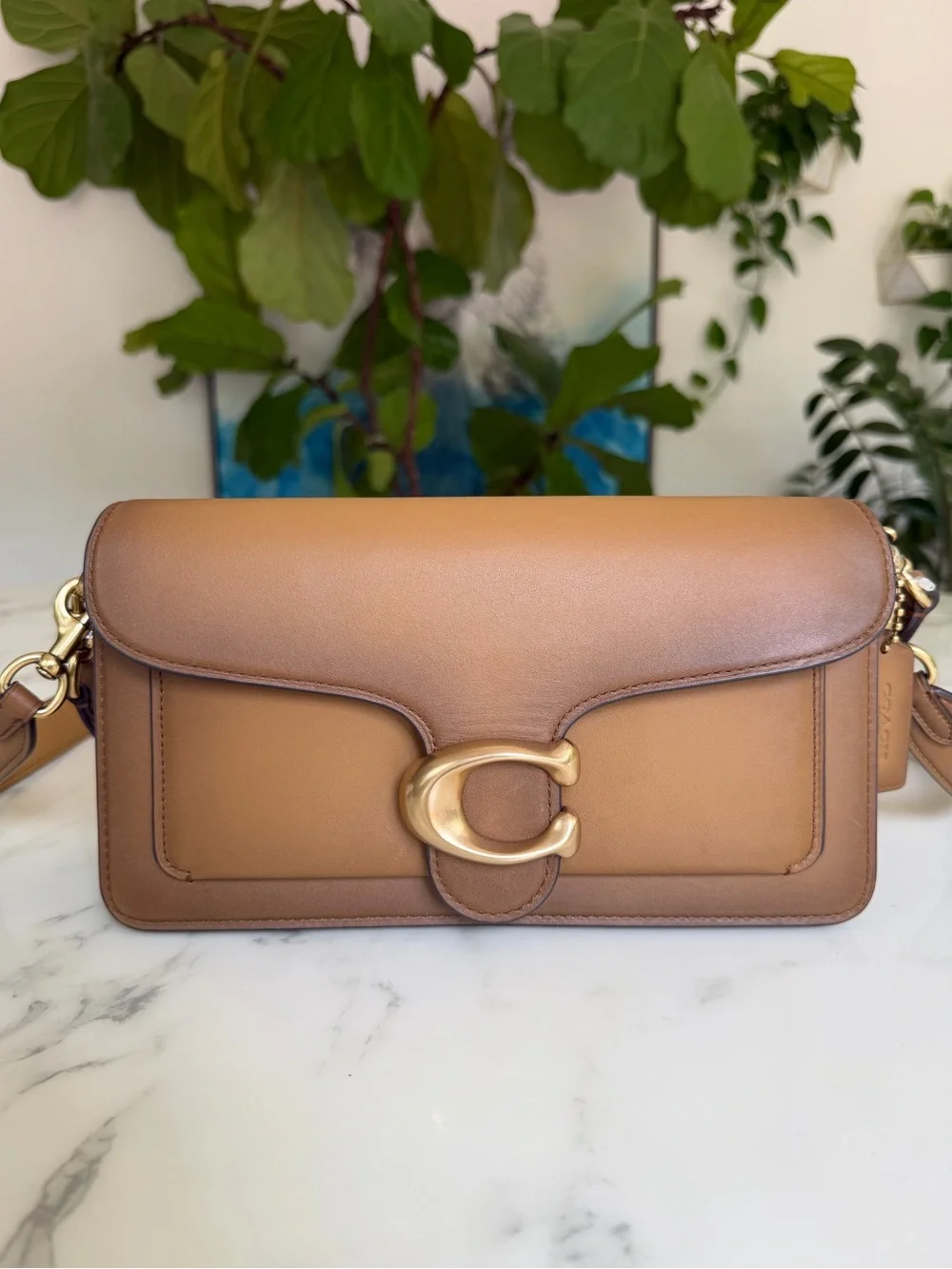 Coach Tabby Shoulder Bag 26 Honey Brown Leather Brass CCC02 & Signature Charm